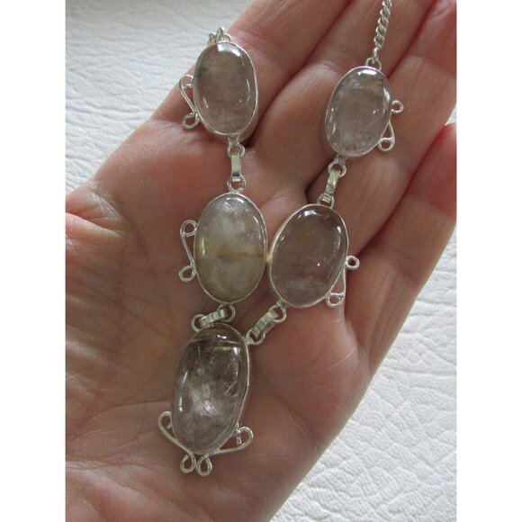 Grey Rutilated Quartz Necklace - NEW - Picture 5 of 8